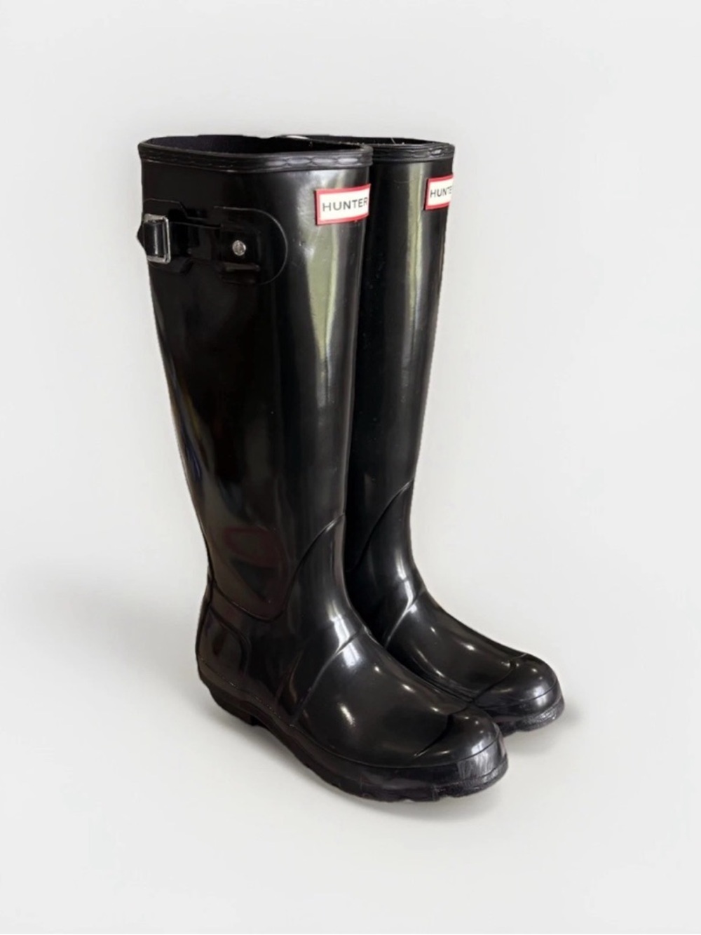 Hunter Original Waterproof Black Knee High Rain Boots Women's Size 6 w/ Socks